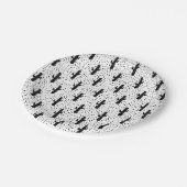 Moderner Schwarzweiss-Kaktus und Dreieck Geo Pappteller (Schrägansicht)