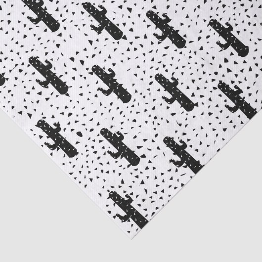 Moderner Schwarzweiss-Kaktus und Dreieck Geo Seidenpapier (Ausschnitt)