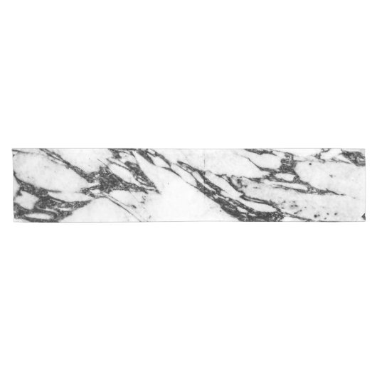 Moderner Schwarzweiss-Marmorstein Kurzer Tischläufer (Horizontal)