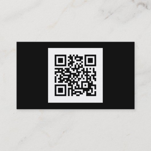 Moderner Schwarzweiss-QR Code Visitenkarte (Vorderseite)