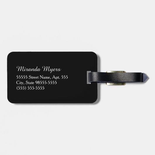 Moderner Schwarzweiss-Quatrefoil mit Monogramm Gepäckanhänger (Rückseite horizontal)