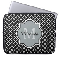 Moderner Schwarzweiss-Quatrefoil mit Monogramm