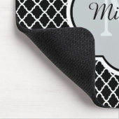 Moderner Schwarzweiss-Quatrefoil mit Monogramm Mousepad (Ecke)