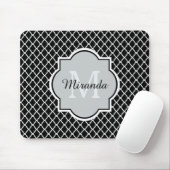 Moderner Schwarzweiss-Quatrefoil mit Monogramm Mousepad (Mit Mouse)