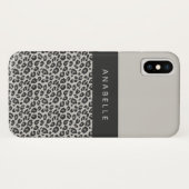 Moderner Schwarzweiss-Tierleoparddruck Case-Mate iPhone Hülle (Rückseite (Horizontal))