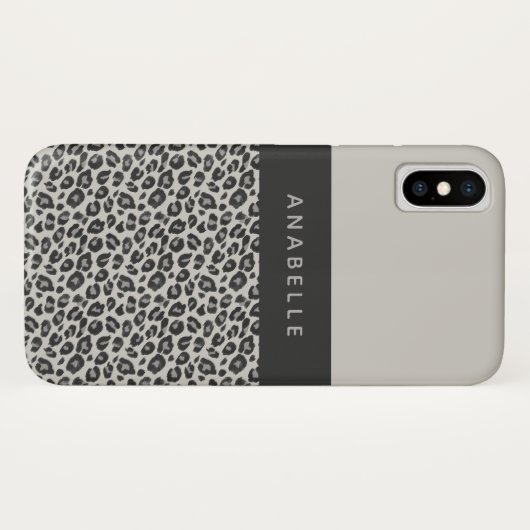 Moderner Schwarzweiss-Tierleoparddruck Case-Mate iPhone Hülle (Rückseite (Horizontal))
