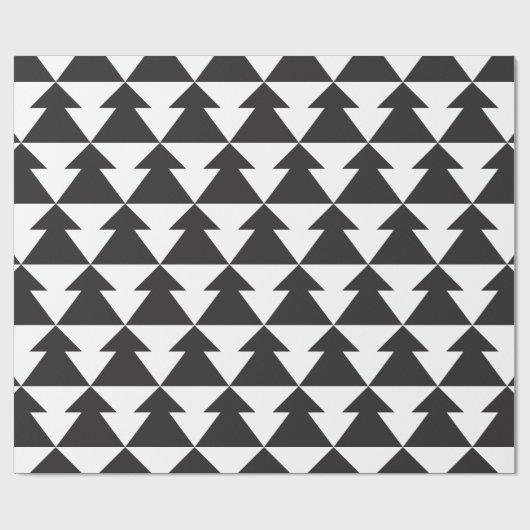 Moderner Schwarzweiss-Weihnachtsbaum Geschenkpapier (Flach)