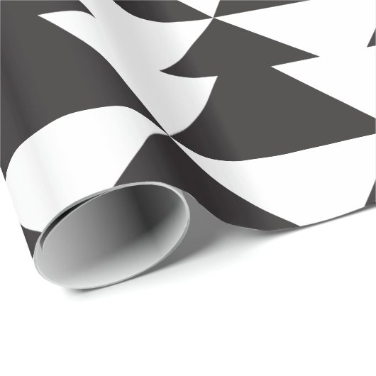 Moderner Schwarzweiss-Weihnachtsbaum Geschenkpapier (Rolleneckpunkt)