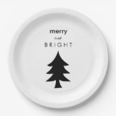 Moderner Schwarzweiss-Weihnachtsbaum Pappteller (Vorderseite)