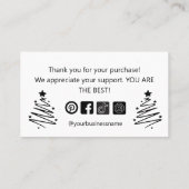 Moderner Schwarzweiß-Weihnachtsbaum Vielen Dank Visitenkarte (Rückseite)