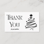 Moderner Schwarzweiß-Weihnachtsbaum Vielen Dank Visitenkarte (Vorderseite)