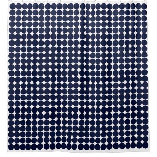 Moderner Schwarzweißpolka-Dot-Untersetzer Duschvorhang (Vorderseite)