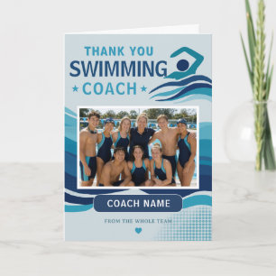 Moderner Schwimmteam-Foto-Coach Dankeskarte
