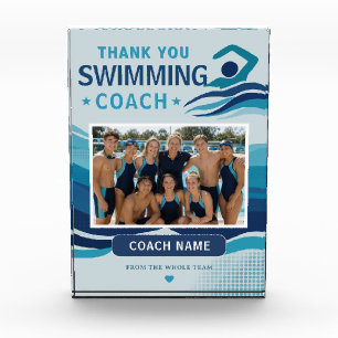 Moderner Schwimmteam-Foto-Coach Fotoblock