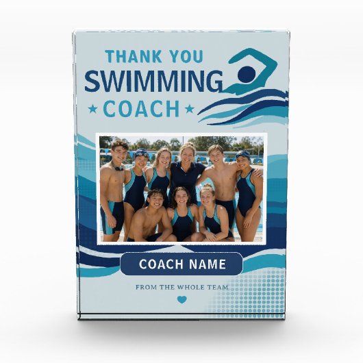 Moderner Schwimmteam-Foto-Coach Fotoblock (Vorderseite)