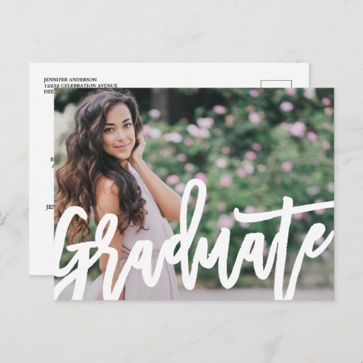 Moderner Script-Abschluss Postkarte (Vorne/Hinten)