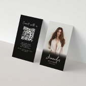 Moderner Script Black Foto QR Code Fotograf Visitenkarte