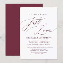 Moderner Script Burgundy Wedding Elopement Empfang Einladung