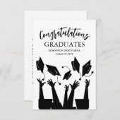 Moderner Script Cap Toss White Abschluss Dankeskarte (Vorne/Hinten)