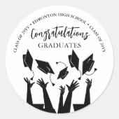 Moderner Script Cap Toss White Abschluss Runder Aufkleber (Vorderseite)