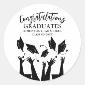 Moderner Script Cap Toss White Abschluss Runder Aufkleber (Vorderseite)