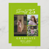 Moderner Script Citrus 3 Foto Collage Abschluss Ankündigung (Vorne/Hinten)