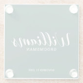 Moderner Script Emerald Green Personalisiert Trauz Glasuntersetzer (Rückseite)