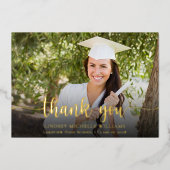 Moderner Script Foto Abschluss Danke Karte (Vorderseite)