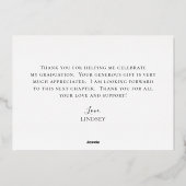 Moderner Script Foto Abschluss Danke Karte (Rückseite)