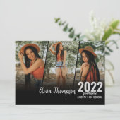 Moderner Script Foto Collage Black Abschluss Einladung (Stehend Vorderseite)