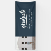 Moderner Script Foto Marine blauer Abschluss Banner (Vertikal)