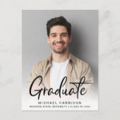 Moderner Script-Foto-Overlay-Abschluss Ankündigungspostkarte (Vorderseite)