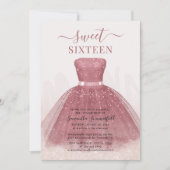 Moderner Script Glitzer Sweet 16 Rose Gold Einladung (Vorderseite)