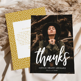 Moderner Script Gold Foto Abschluss Dankeskarte