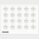 Moderner Script Gold Graduate Hat | Vielen Dank Runder Aufkleber (Blatt)