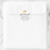 Moderner Script Gold Graduate Hat | Vielen Dank Runder Aufkleber (Tasche)