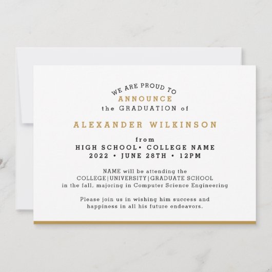 Moderner Script Grad Cap Einfaches Foto Abschluss Ankündigung (Rückseite)