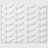 Moderner Script Graduate Black and White Abschluss Geschenkpapier (Flach)