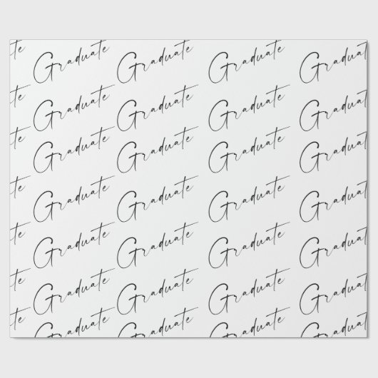 Moderner Script Graduate Black and White Abschluss Geschenkpapier (Flach)