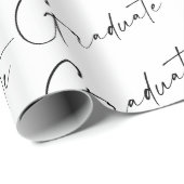 Moderner Script Graduate Black and White Abschluss Geschenkpapier (Rolleneckpunkt)