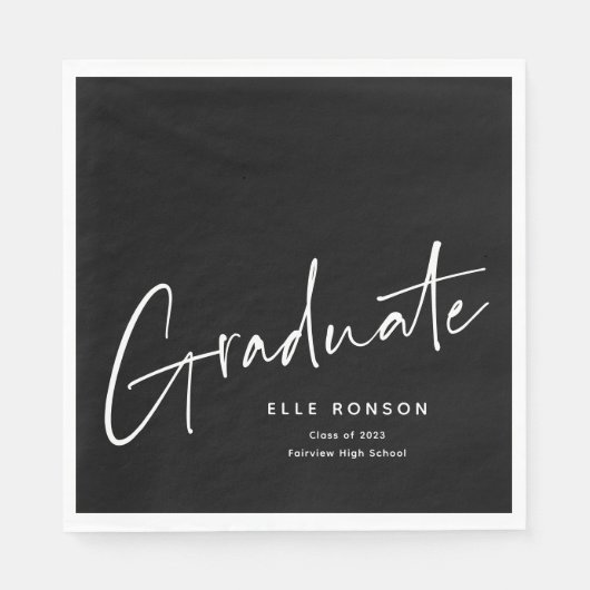 Moderner Script Graduate Einftiger Abschluss Serviette (Vorderseite)