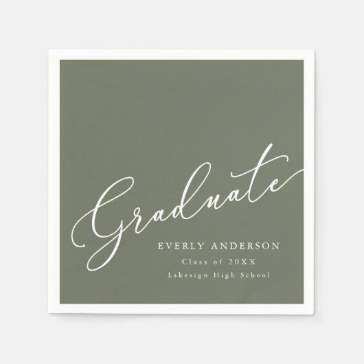 Moderner Script Graduate Einftiger Abschluss Serviette (Vorderseite)