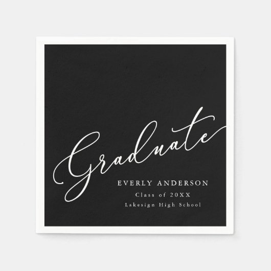 Moderner Script Graduate Einftiger Abschluss Serviette (Vorderseite)