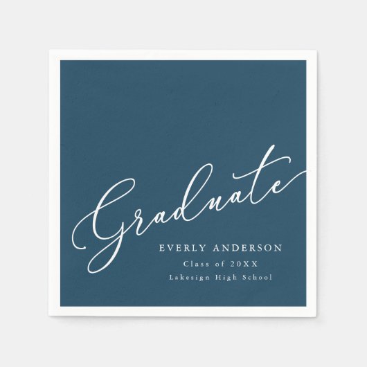 Moderner Script Graduate Einftiger Abschluss Serviette (Vorderseite)