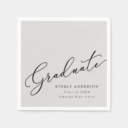 Moderner Script Graduate Einftiger Abschluss Serviette (Vorderseite)