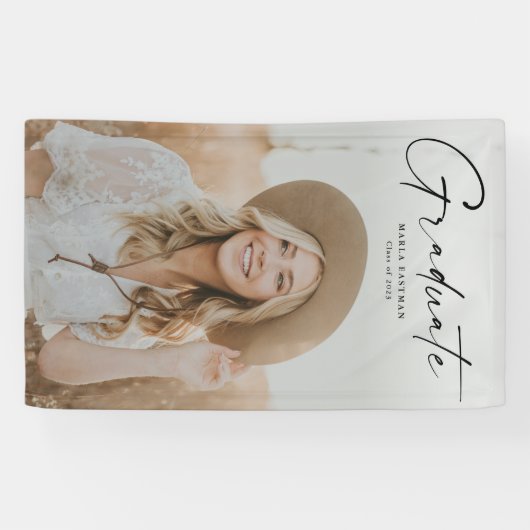 Moderner Script Graduate Foto Abschluss Banner (Horizontal)
