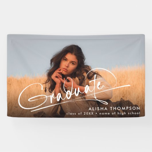 Moderner Script Graduate Foto Abschluss Banner (Horizontal)