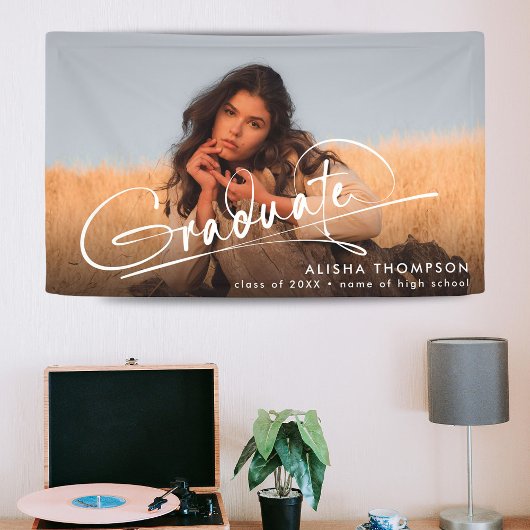 Moderner Script Graduate Foto Abschluss Banner