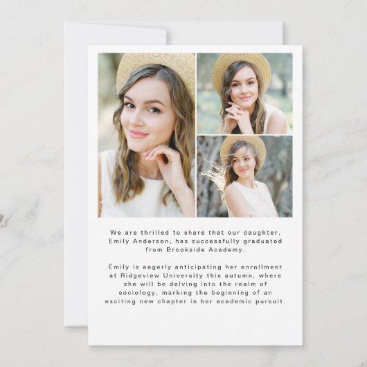 Moderner Script Graduate Foto Abschluss Einladung (Rückseite)