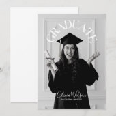 Moderner Script Graduate Foto Abschluss Einladung (Vorne/Hinten)